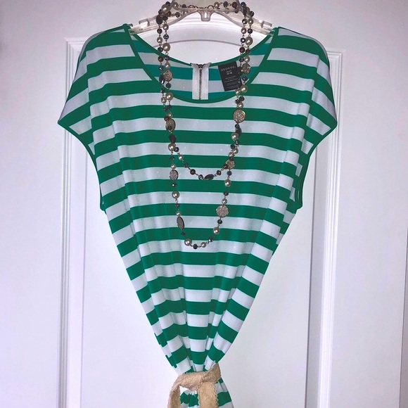 NWOT Green/White stripped sleeveless top, XL 16/18 - Picture 3 of 3